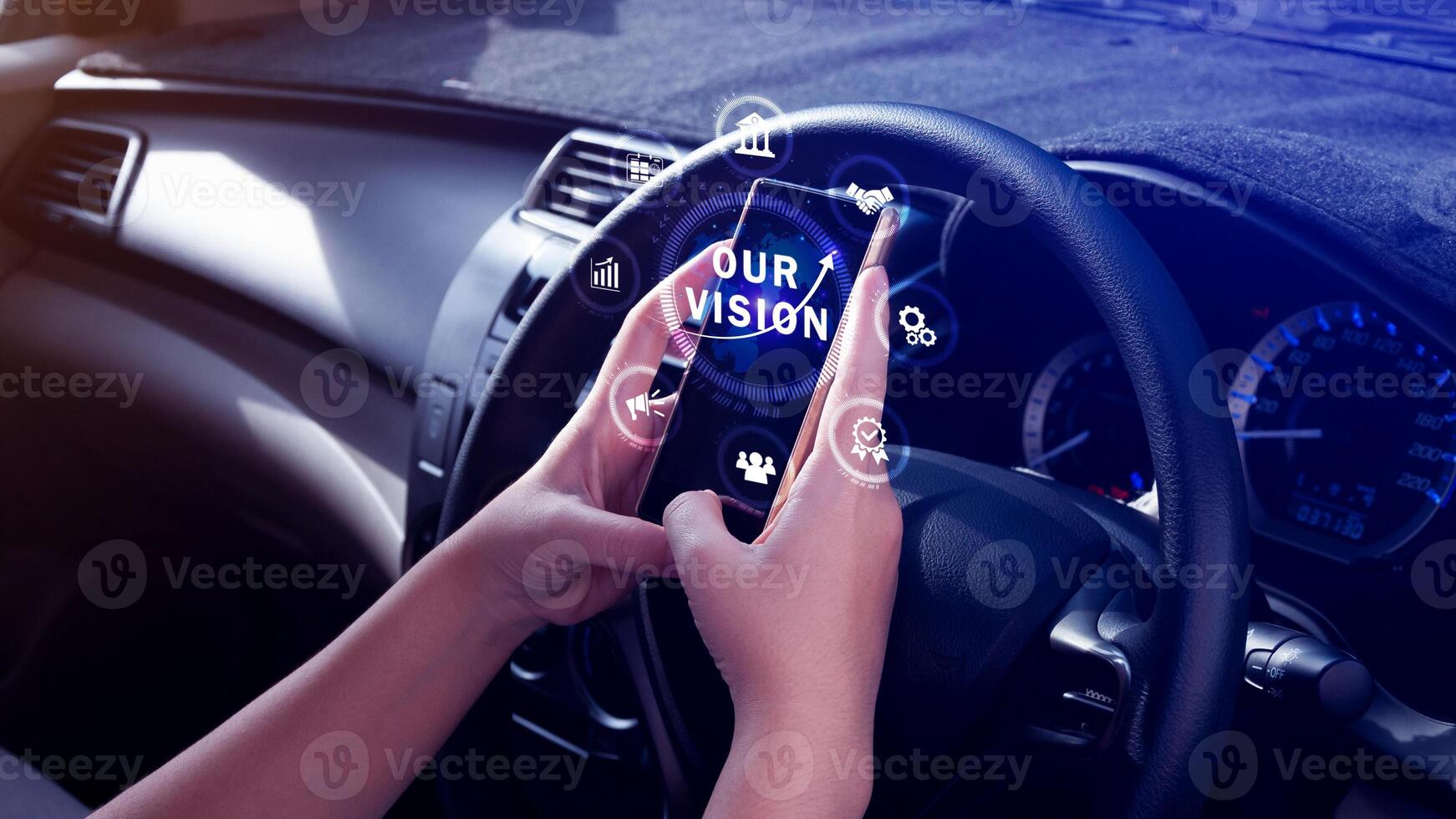 Our vision, Business, technology, internet and network concept. Virtual screen of the future and sees the inscription, Our vision concept. photo