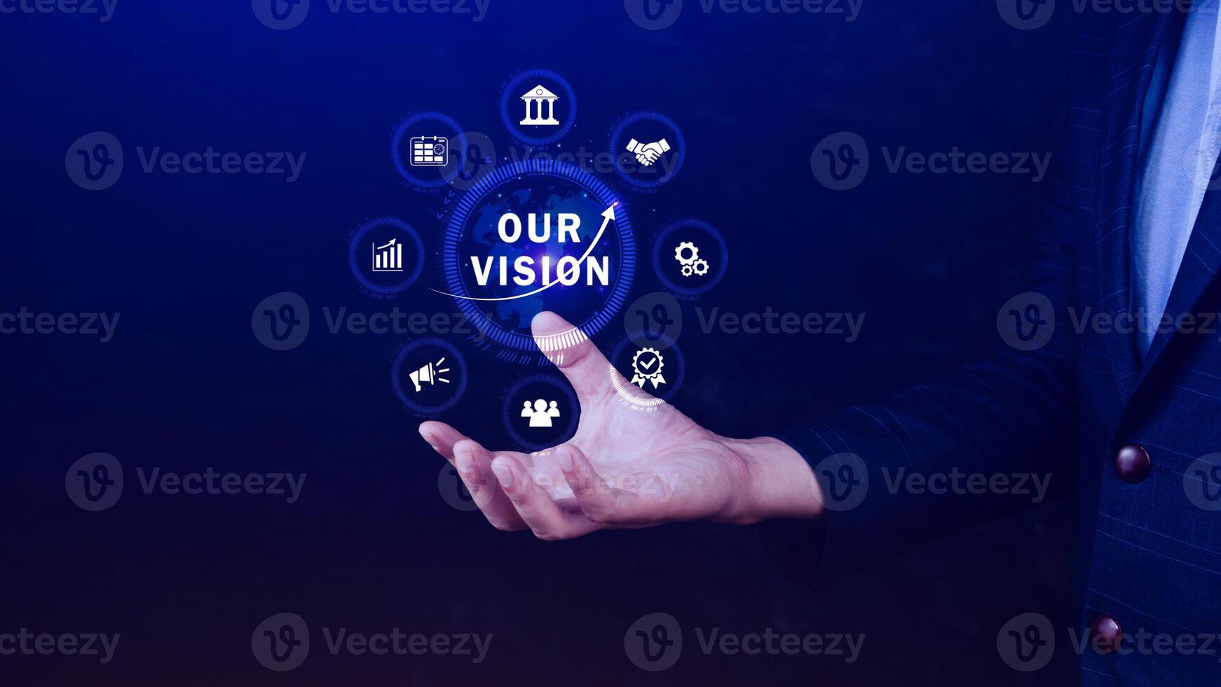 Our vision, Business, technology, internet and network concept. Virtual screen of the future and sees the inscription, Our vision concept. photo