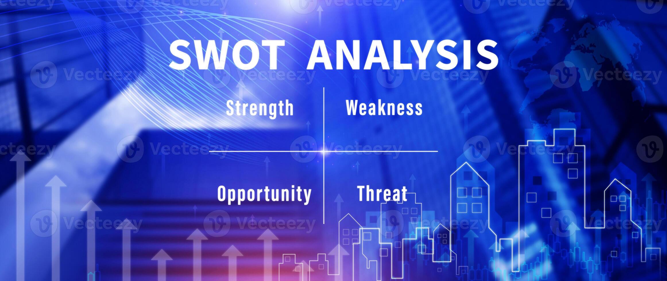 SWOT analysis concept, swot analysis strategy diagram, Strength and weakness, Opportunity and Threat, Teamwork brainstorming vision and goal, for background. photo