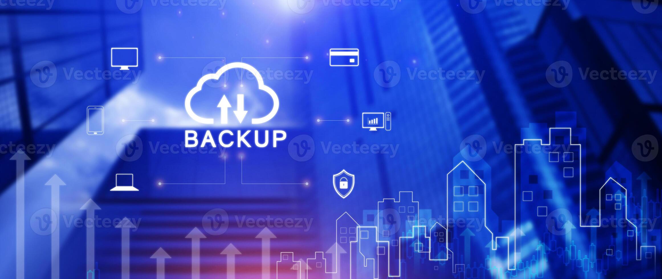 Backup, Cloud technology, Internet data storage backup, technology business concept, Data storage, Networking and internet service concept. photo