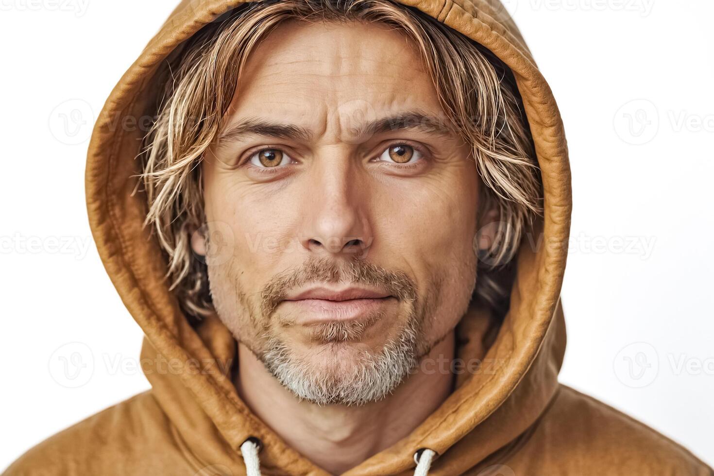 Man in brown hoodie photo