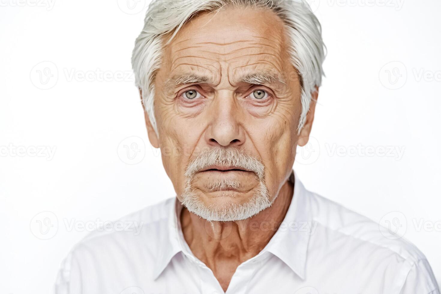 Senior man with gray hair and beard looking at the camera photo