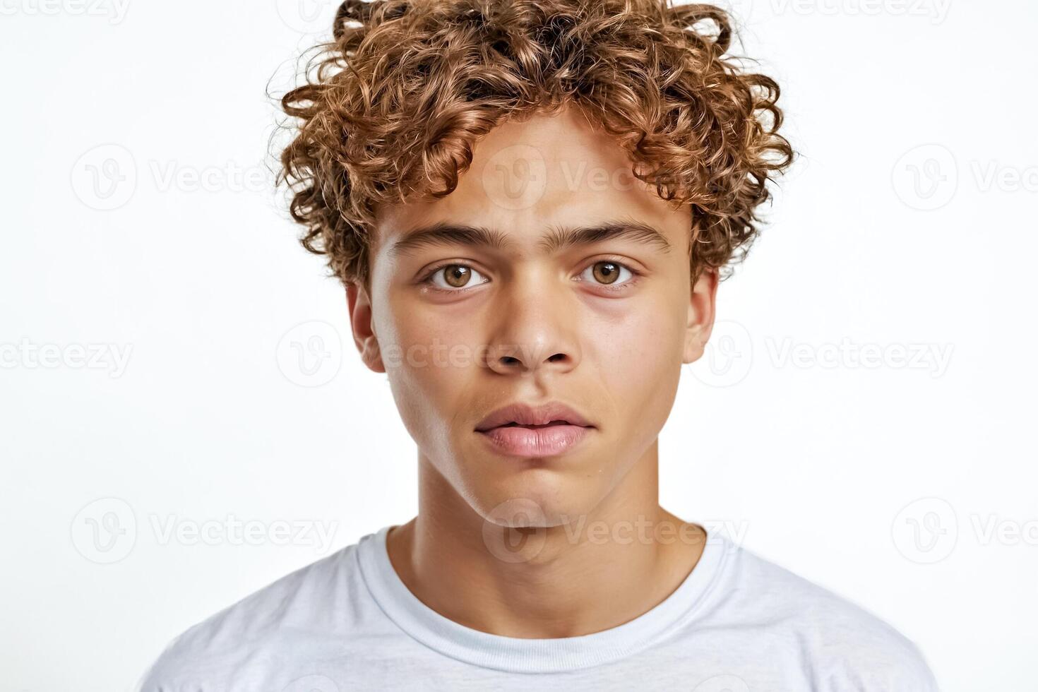 Portrait of a Young Man with Curly Hair photo