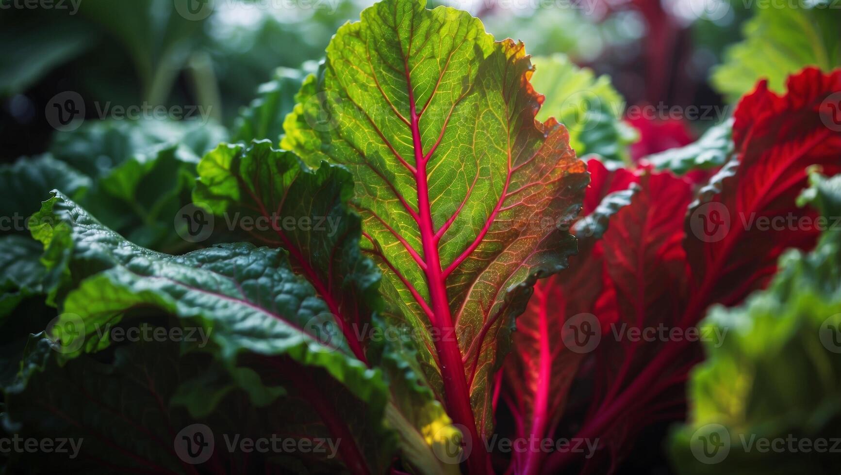 Vibrant Swiss Chard Harvest CloseUp of Fresh Greens in Double Exposure Silhouette. photo