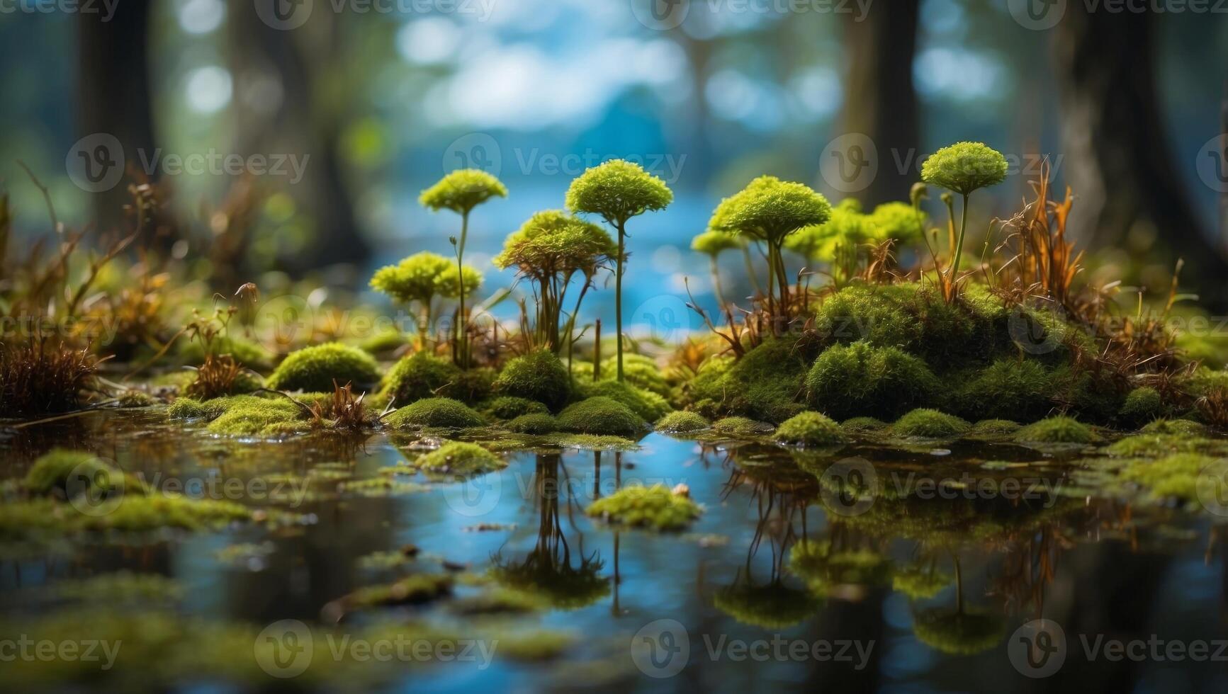 Vibrant Mosses and Marshland A Double Exposure Silhouette in John Singer Sargents Impressionistic Style. photo