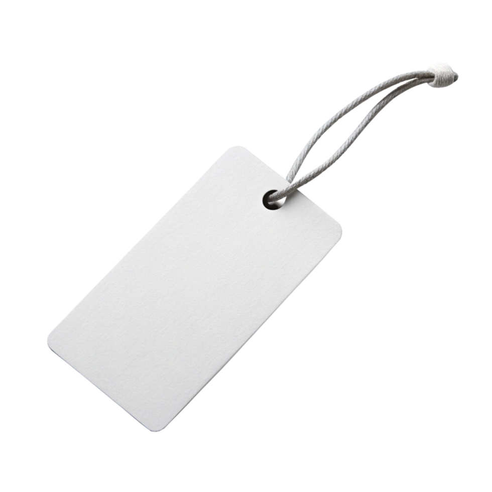 Blank clothing tag label isolated on transparent background png