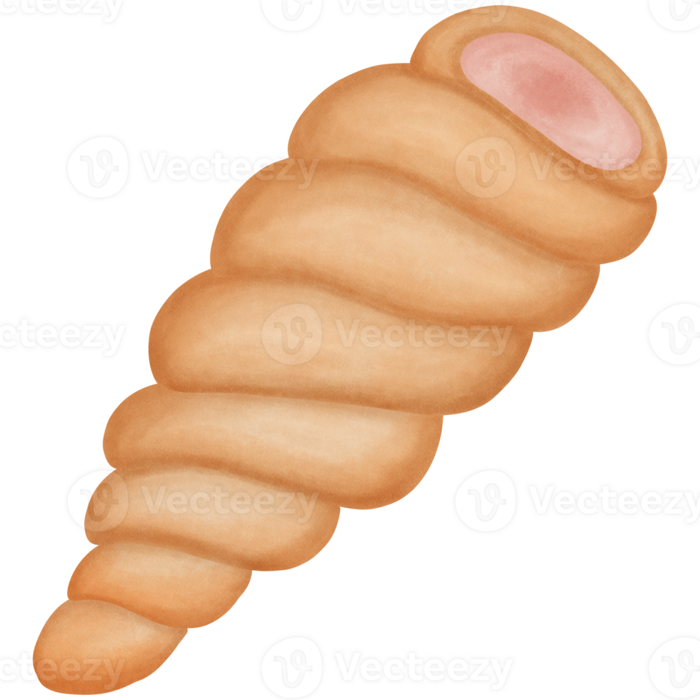 Illustration of a croissant filled with cream. png