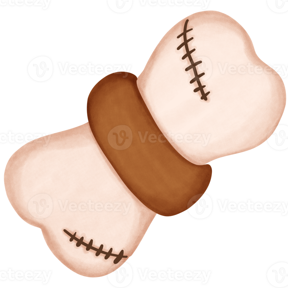 Fractured bones entwined with brown rope. Halloween decorations png