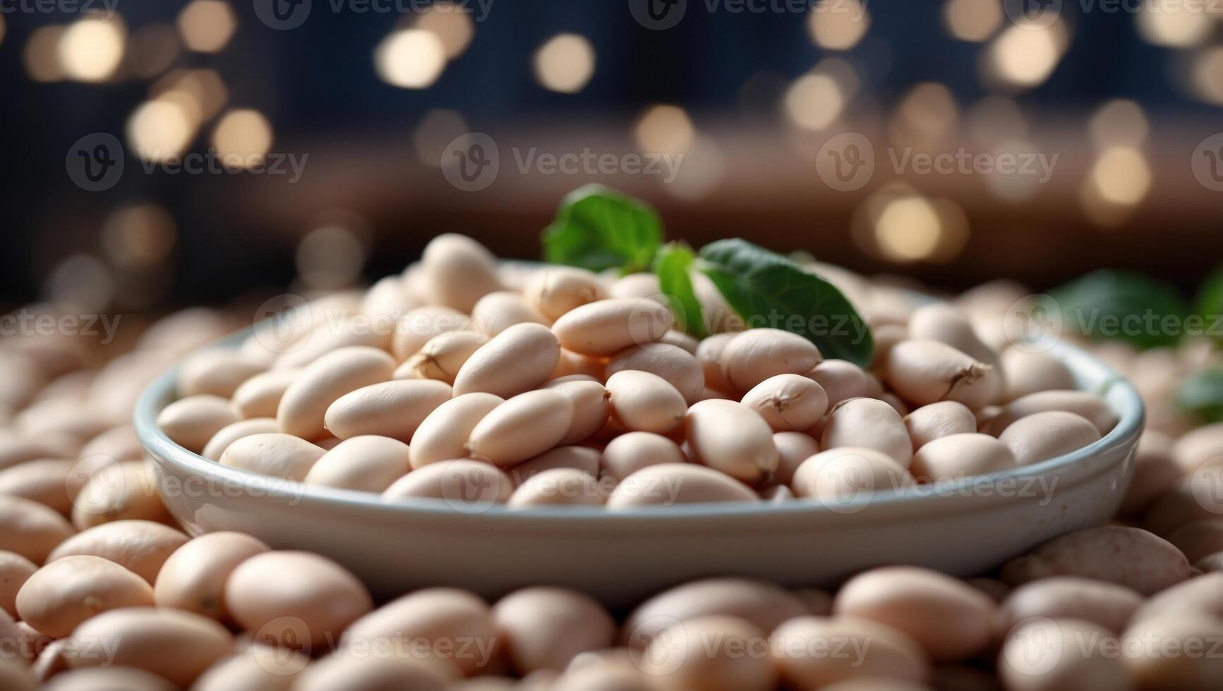 White Beans in Creamy Silhouette A Double Exposure Closeup of Freshness and Flavor. photo