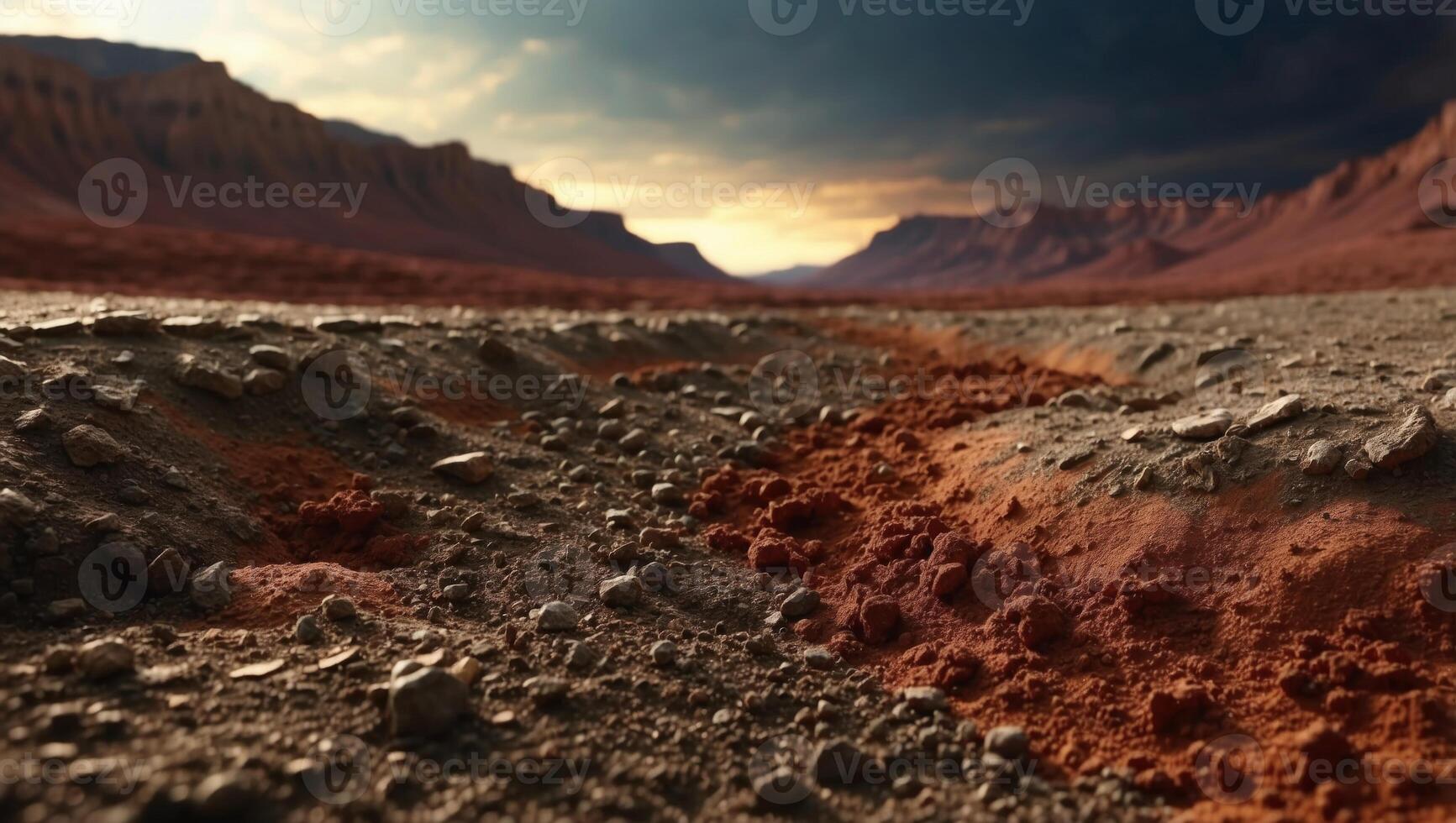 Unveiling the Transition from Soil to Regolith A Vivid D Rendered Depiction of Earths Layered Ground. photo