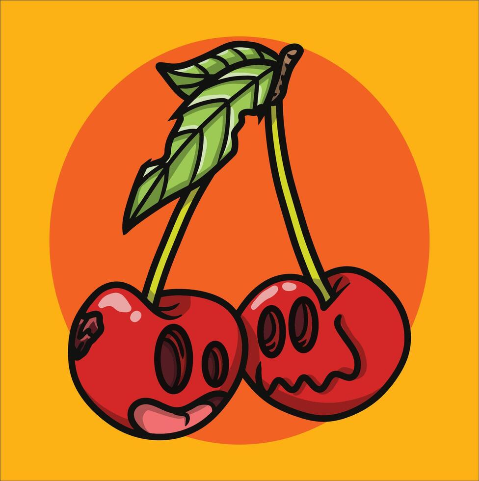 Cherry Halloween Fruir vector