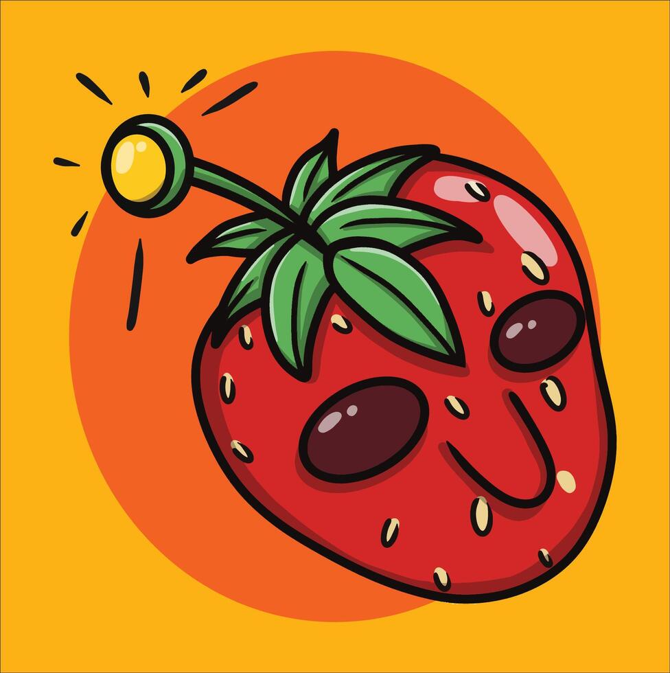Strawberry Alien Cartoon vector