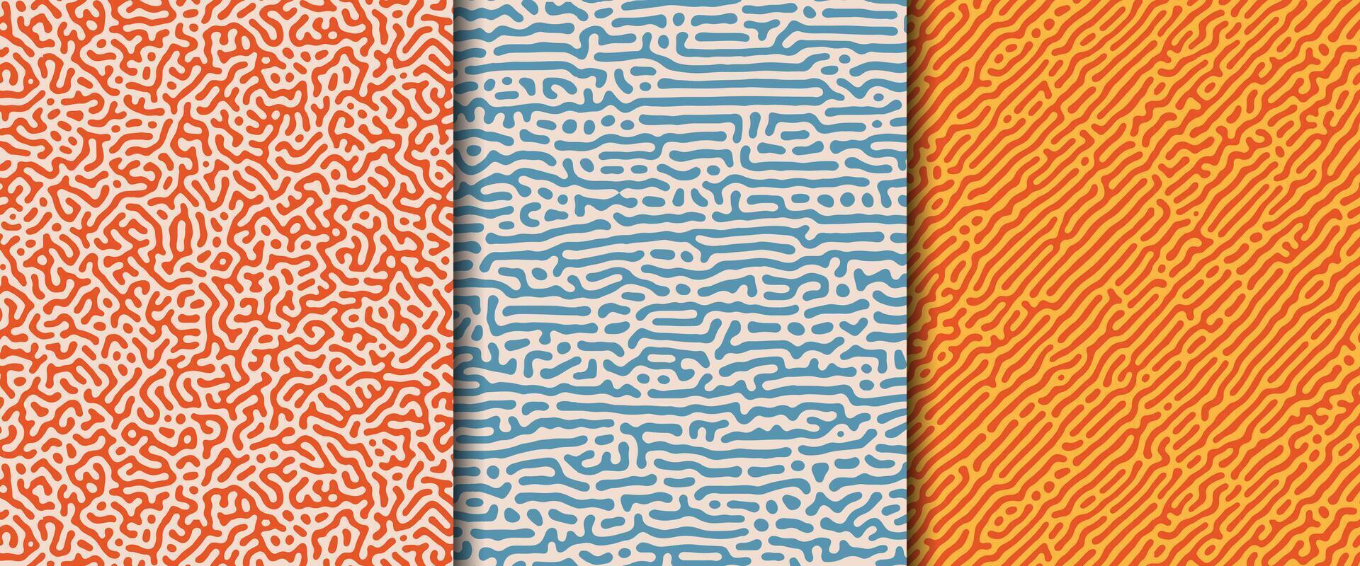 A set of seamless reaction diffusion turning patterns. Pattern of biological shape is best for textile print. vector