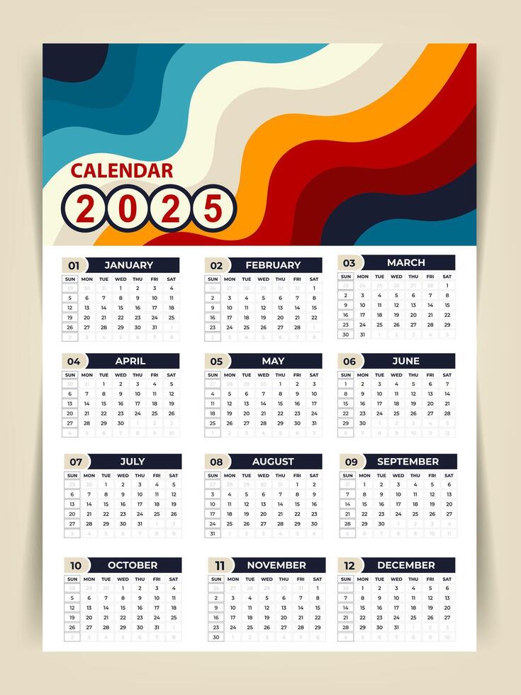 Abstract design 2025 Calendar Template 48885292 Vector Art at Vecteezy