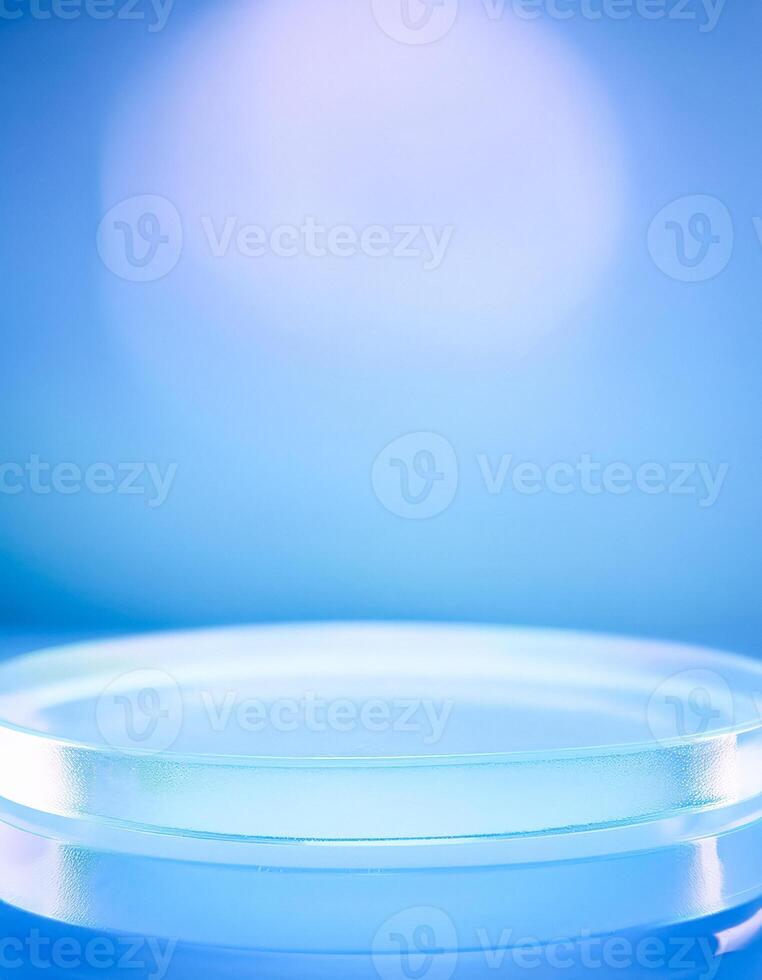 Abstract Blue Background with Glass Platform photo