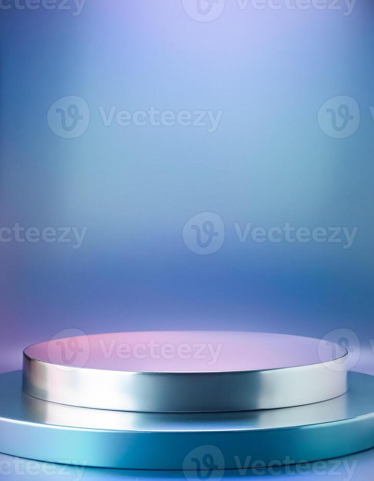Abstract Metallic Podium on Blue Gradient Background photo
