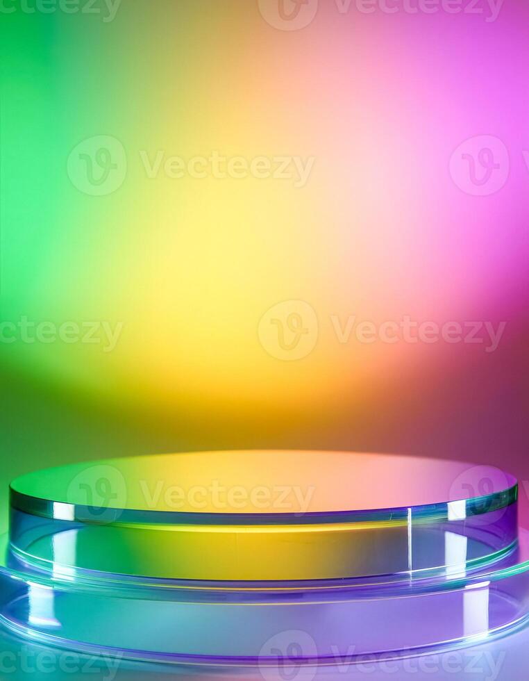Glass Platform on Abstract Gradient Background photo