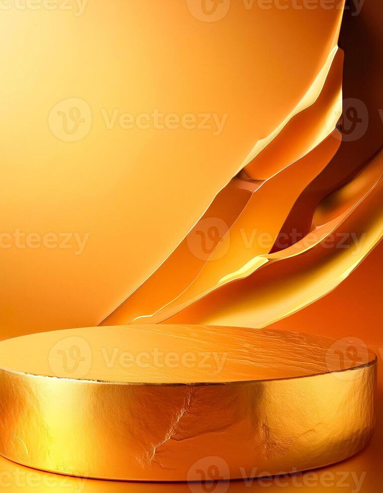 Abstract Gold and Orange Background with Platform photo