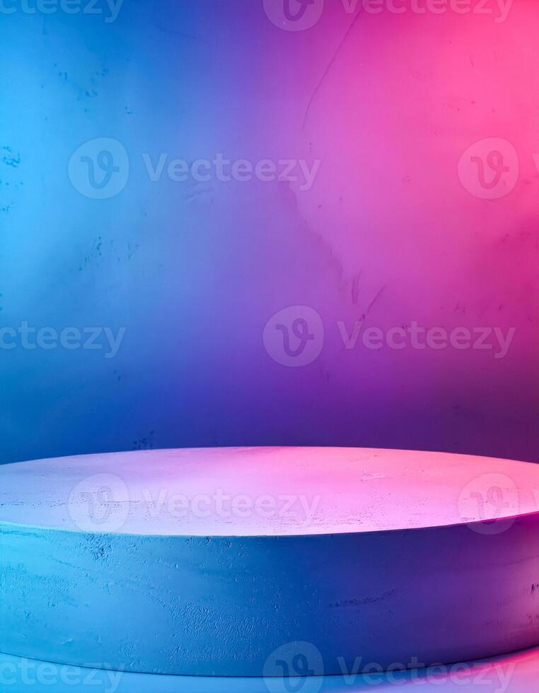 Blue and Pink Gradient Background with Circular Platform photo