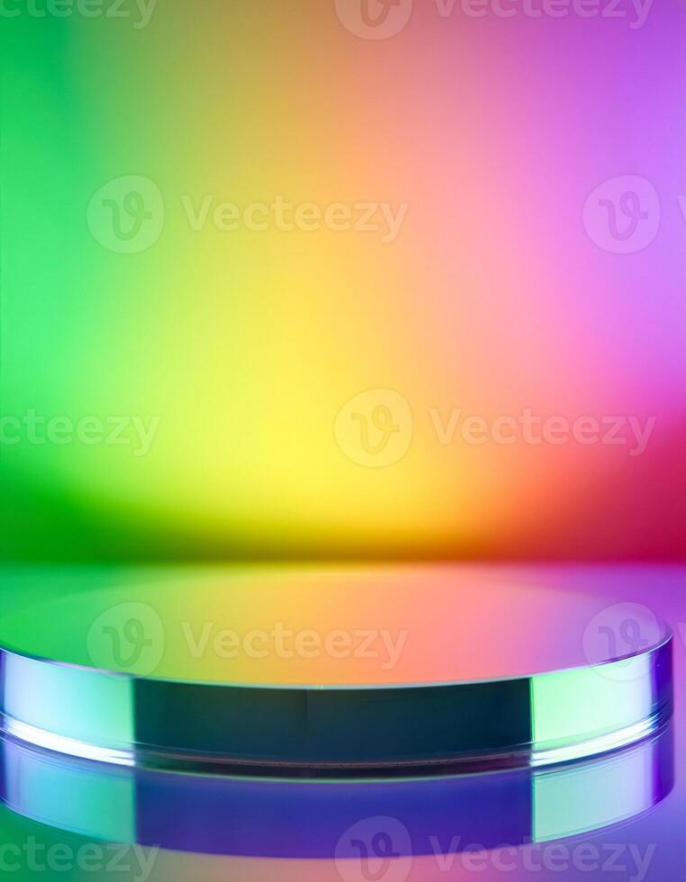 Abstract Colorful Background with Glass Platform photo