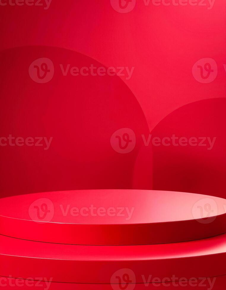 Red Podium with Abstract Background photo