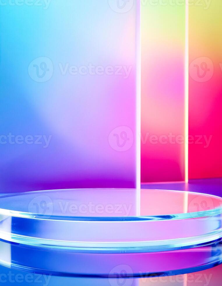 Abstract Background with Glass Platform and Colorful Gradient photo