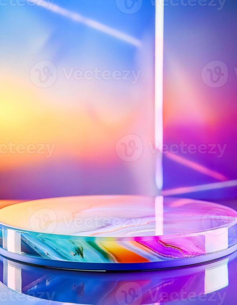 Abstract Product Display With Neon Lights photo