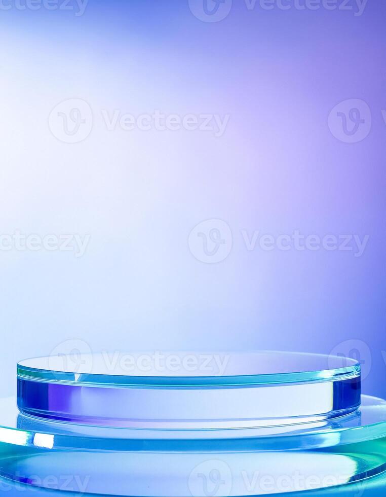 Glass Podium on Blue Gradient Background photo