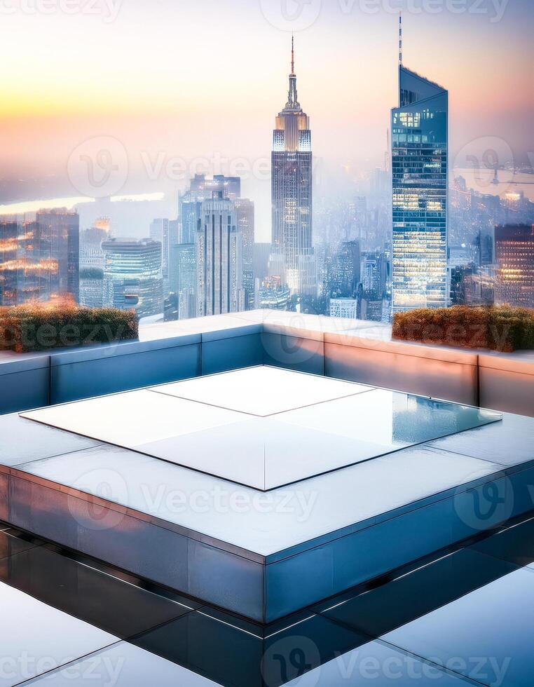 Rooftop View of Manhattan Skyline with Modern Architecture photo