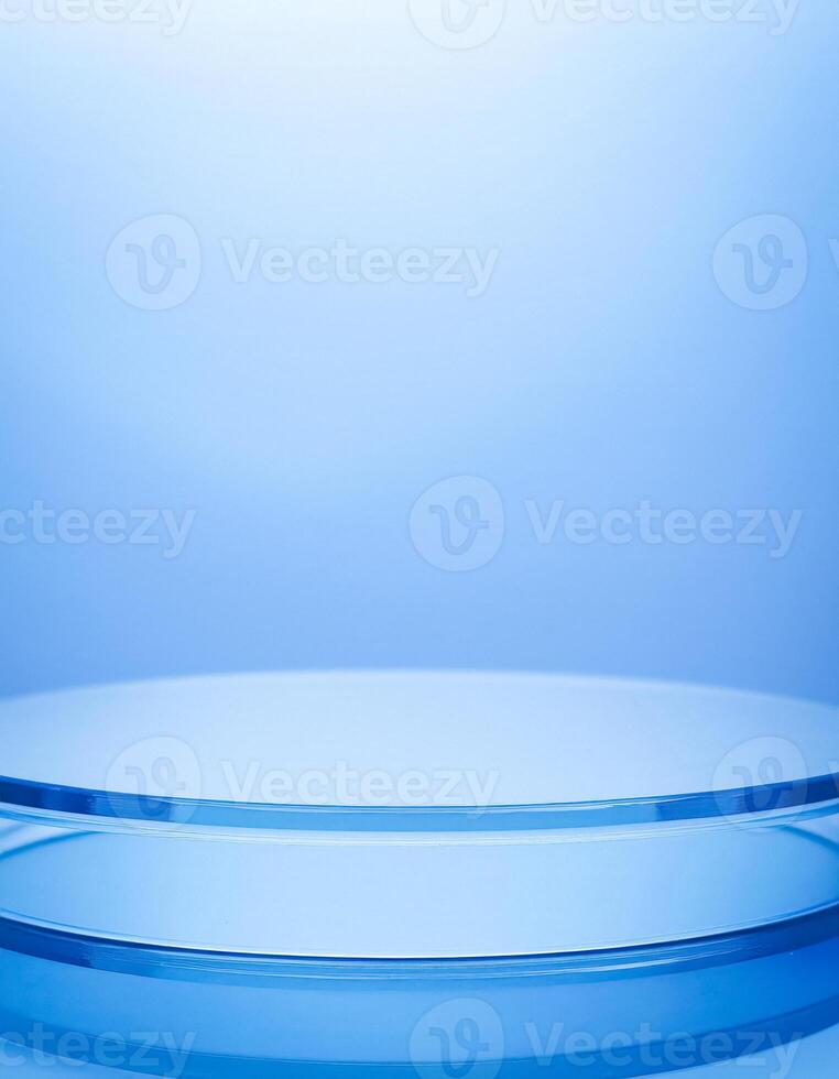 Blue Glass Dish on Blue Background photo