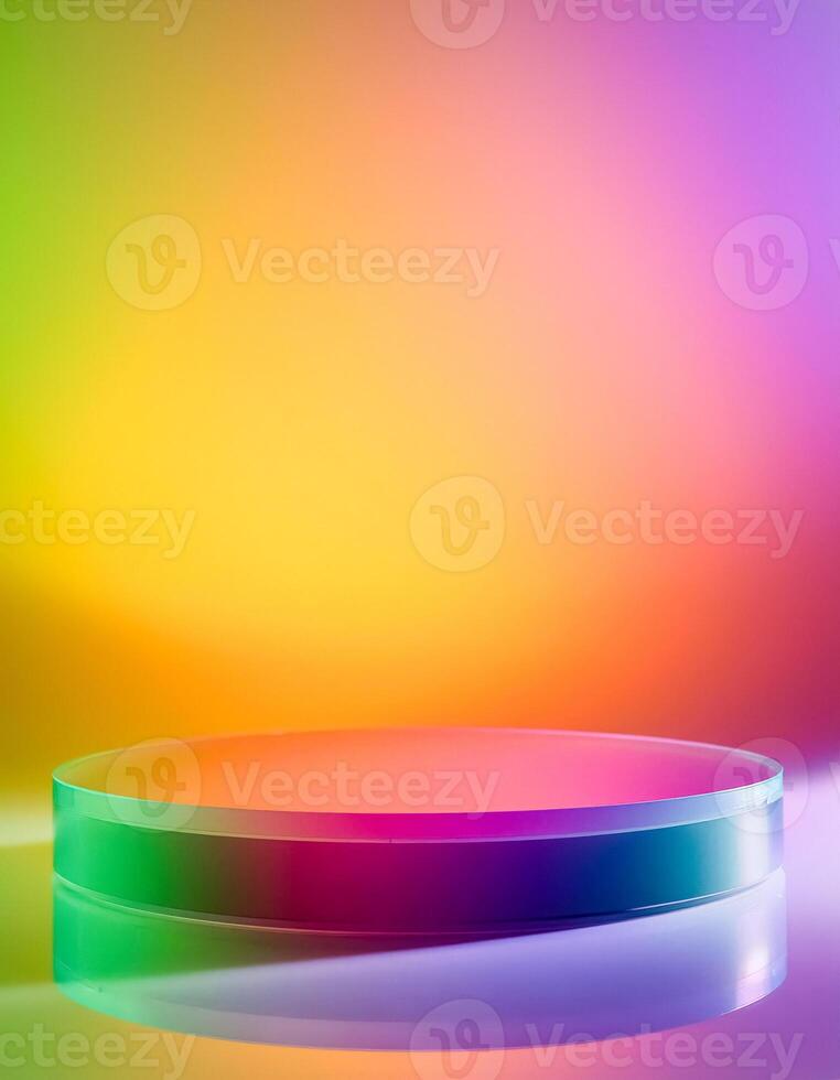 Colorful Gradient Background With Glass Podium photo