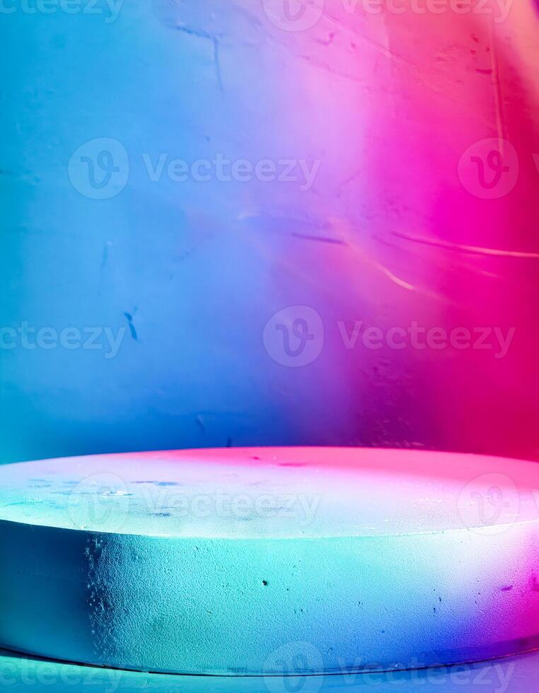 Blue and Pink Gradient Background with Circular Platform photo