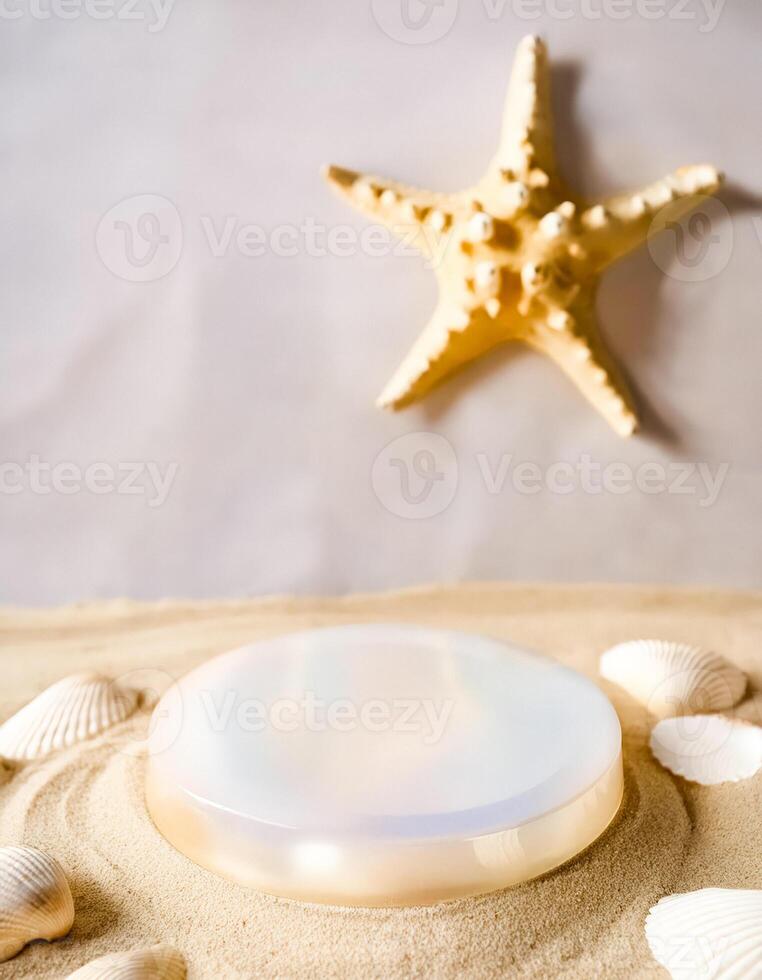 Seashell and Starfish Mockup on Sand photo