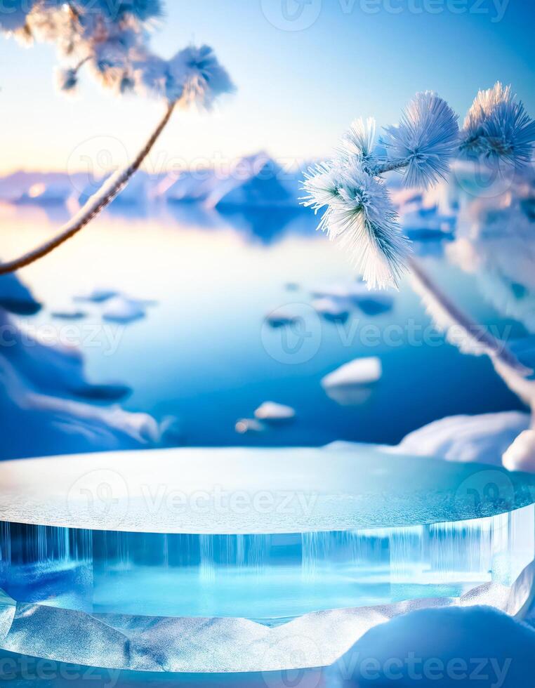 Ice Podium in Frozen Landscape photo