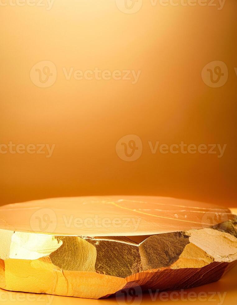 Golden Rock Platform on Orange Background photo