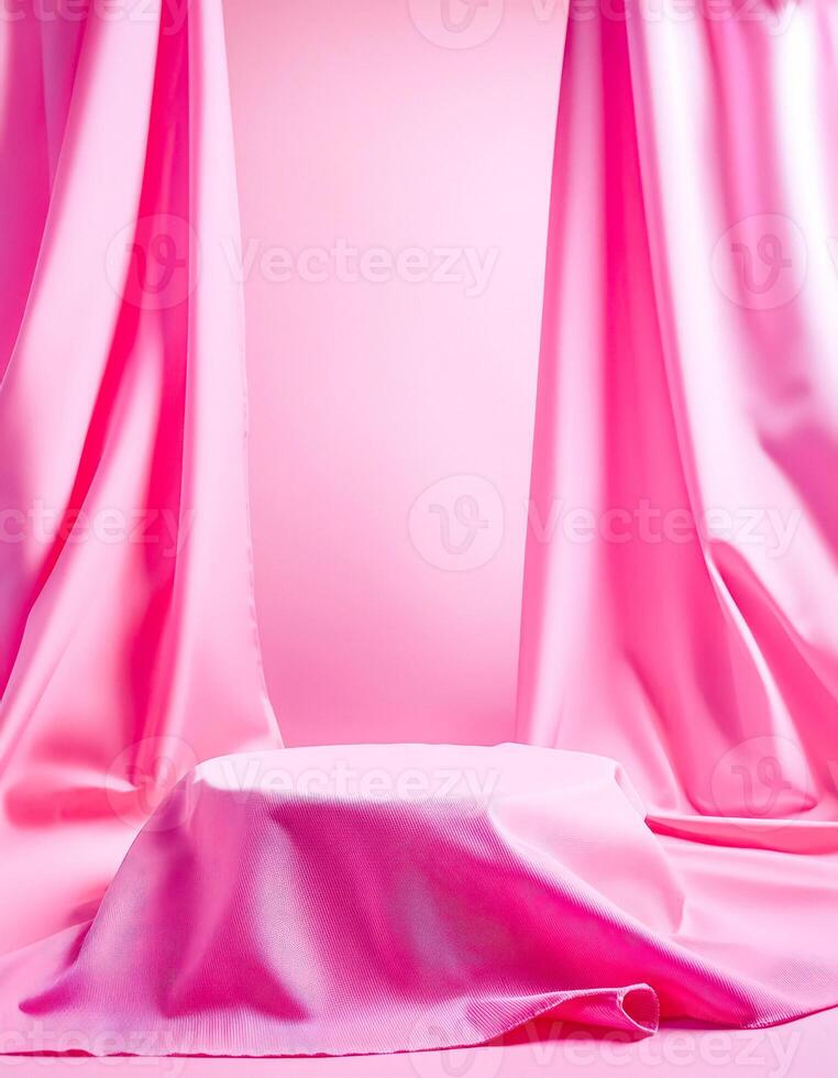 Pink Fabric Draped Over a Round Platform photo