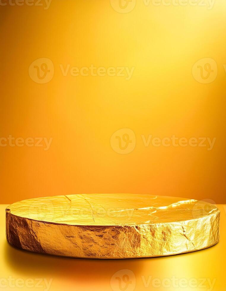 Gold Podium on Yellow Background photo