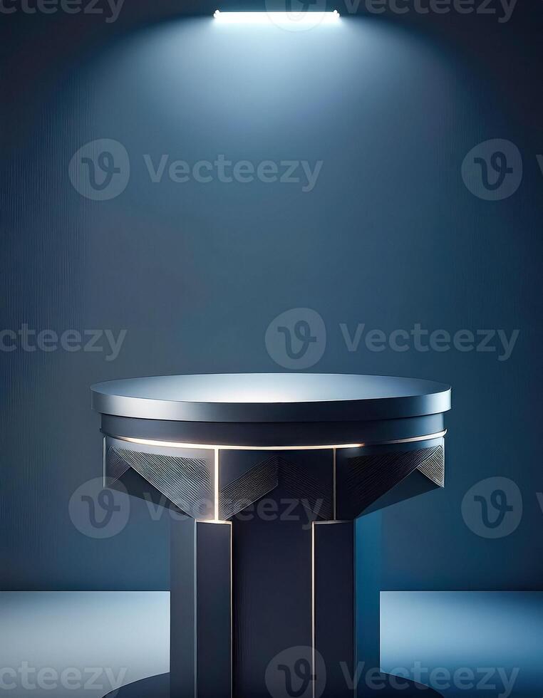 Minimalist Blue and Gold Pedestal for Product Display photo