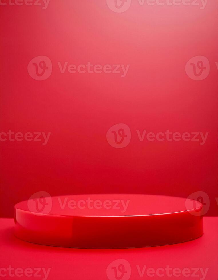 Red Platform Podium on Red Background photo