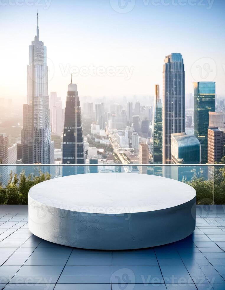 White Round Platform in Cityscape photo
