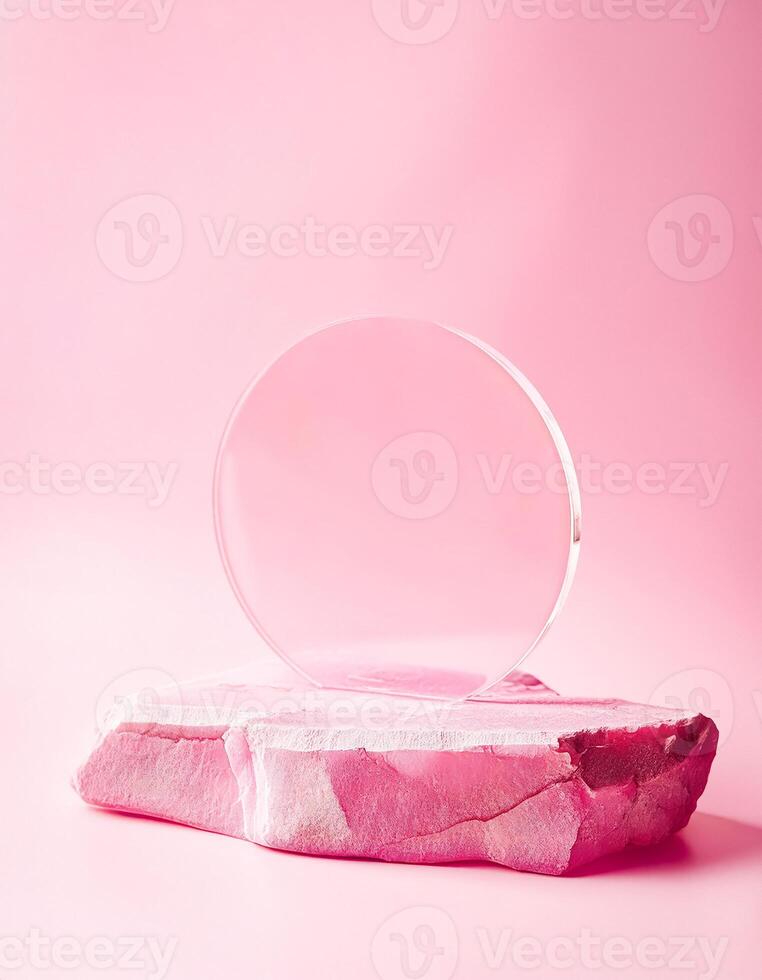 Abstract Pink Minimalist Podium with Geometric Shapes photo