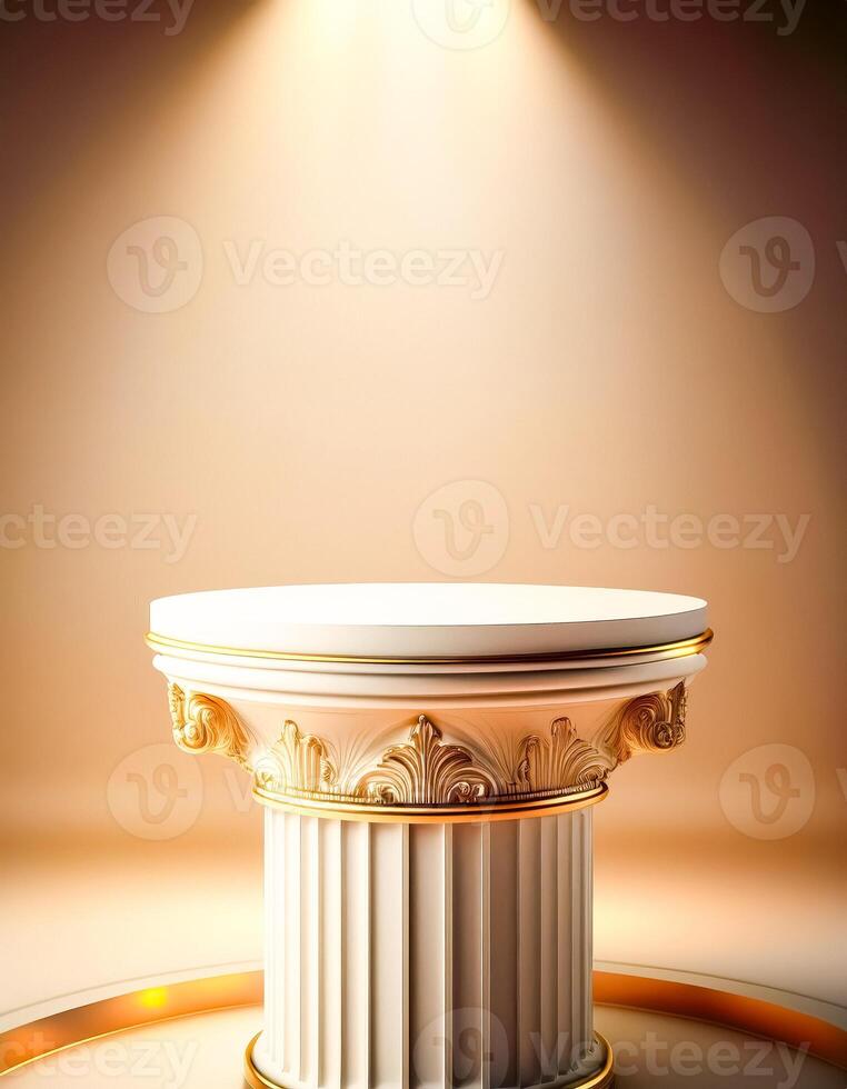 Golden Roman Column with Spotlight photo