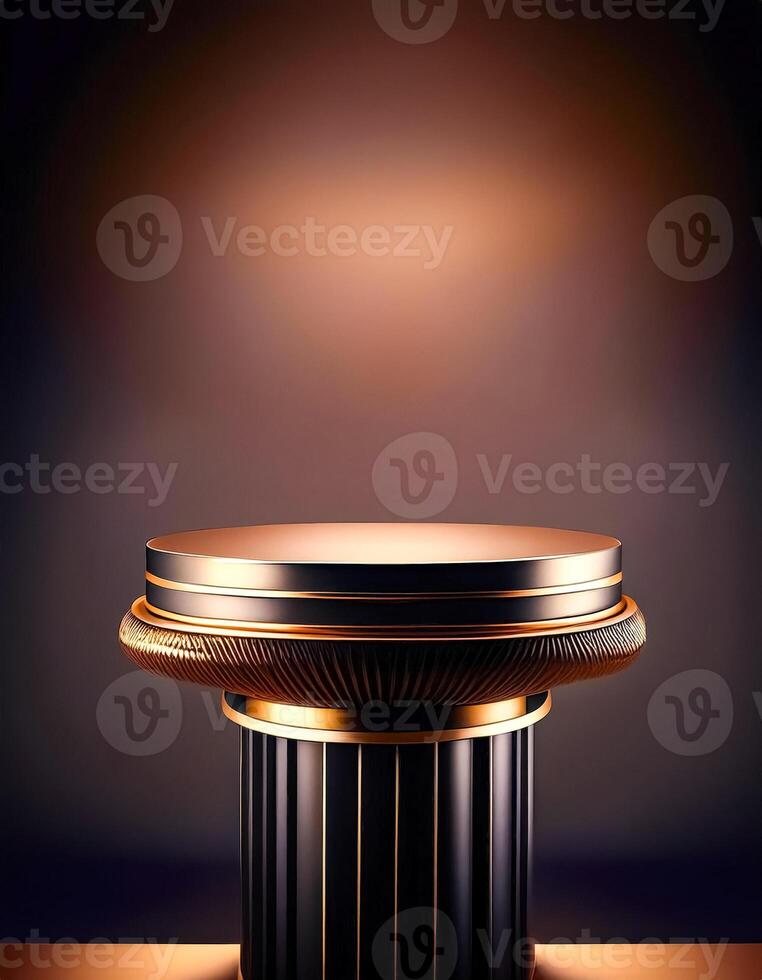 Black and Gold Pedestal With Empty Top photo