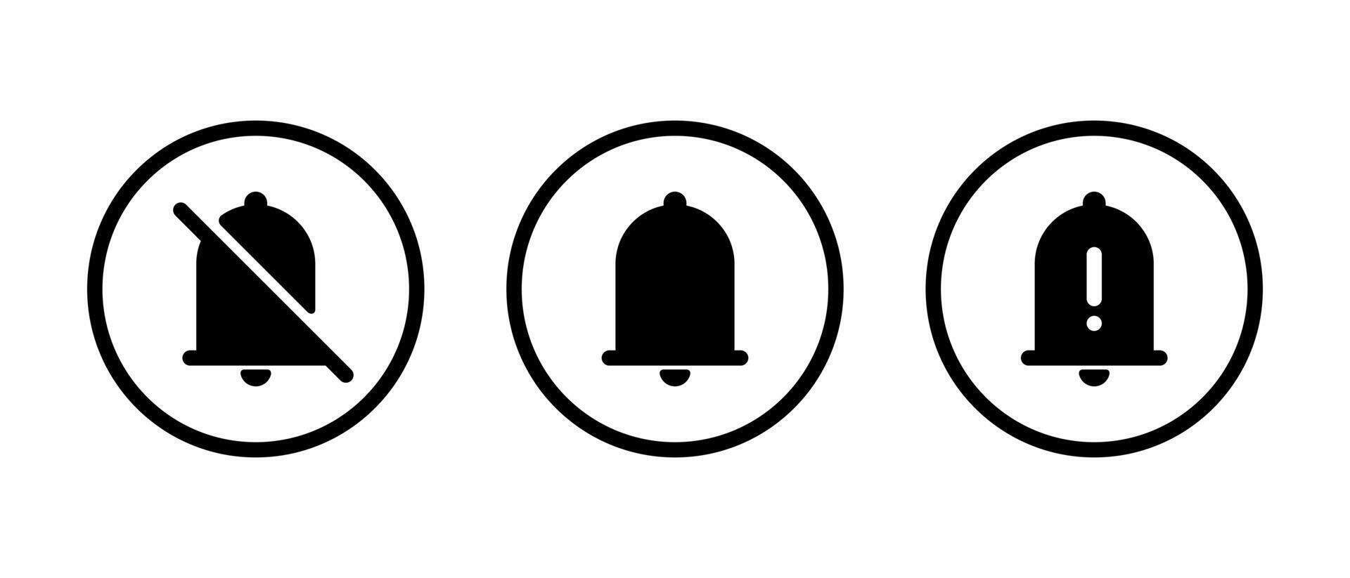 Bell notification icon set on circle line vector