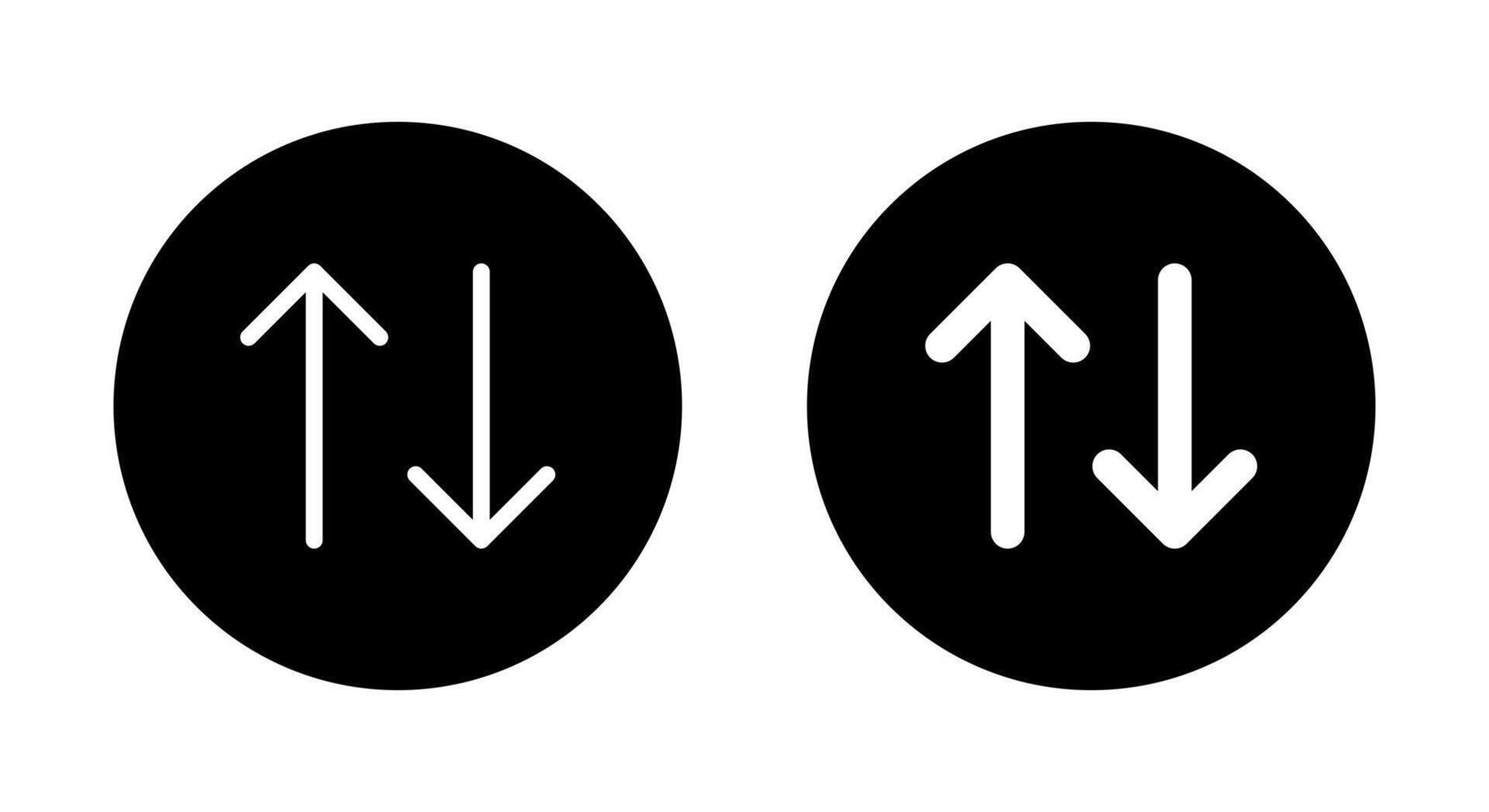 Arrow sort icon on black circle. Item sorting button vector