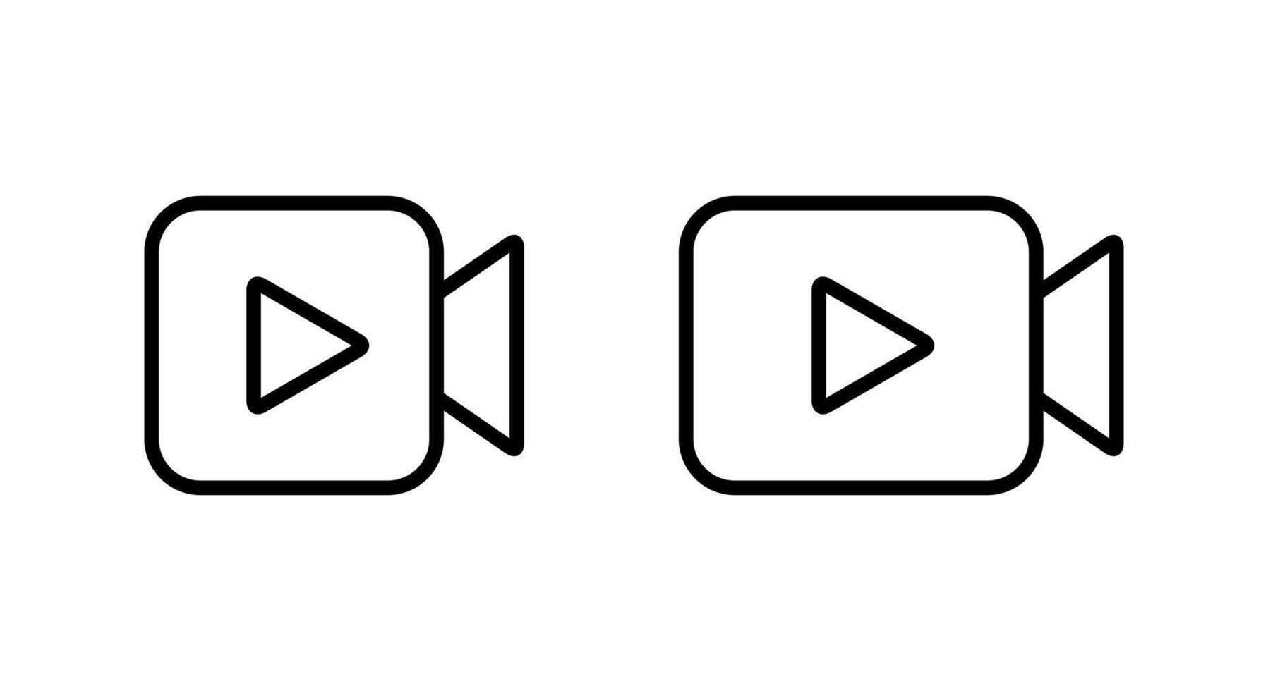 player icon in line style. Camera with play button vector