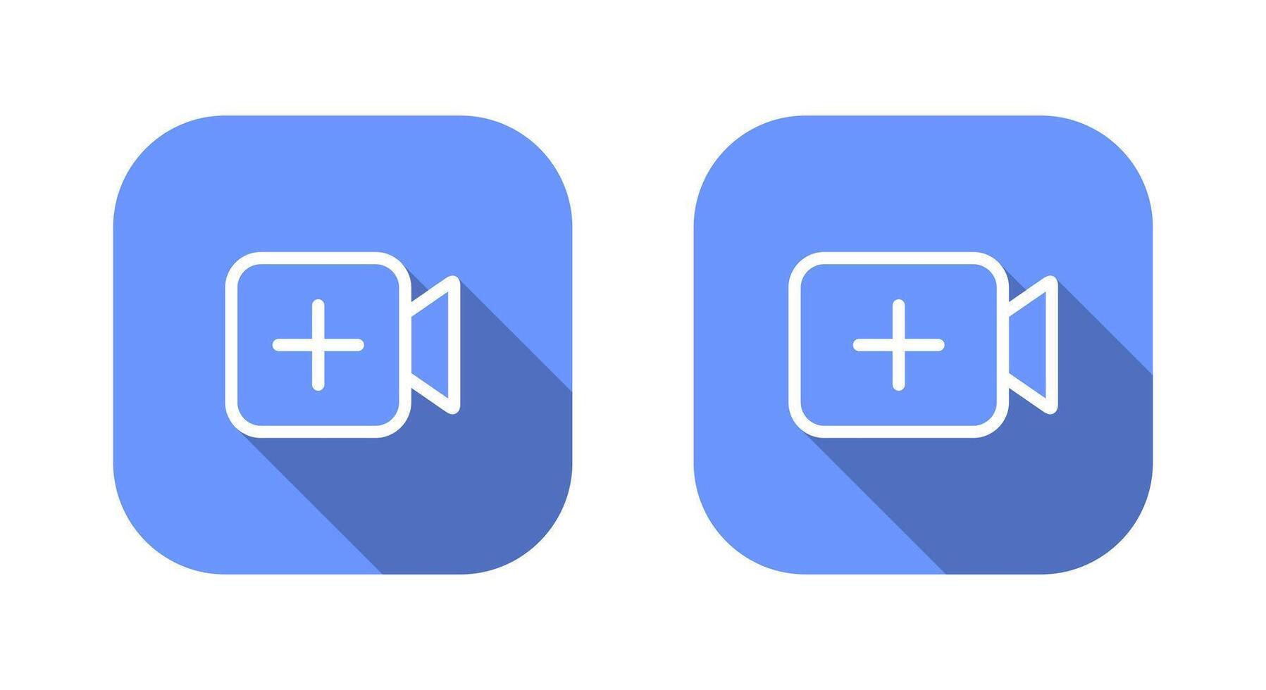 Add icon on blue square. Upload content button vector