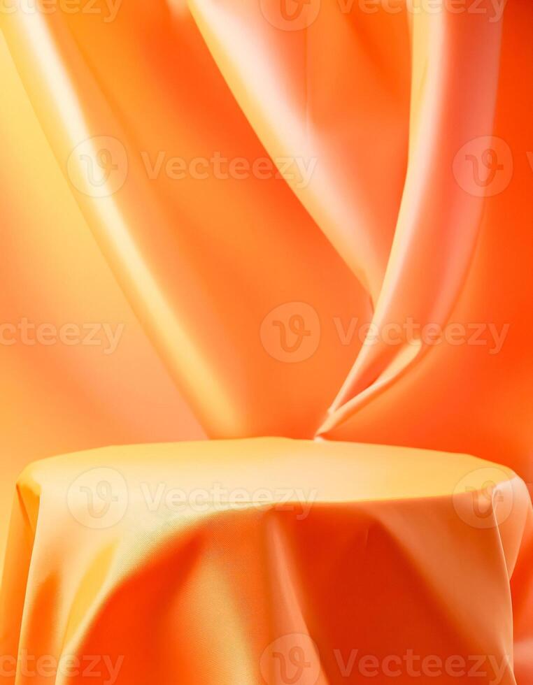 Abstract orange background with platform for product display photo