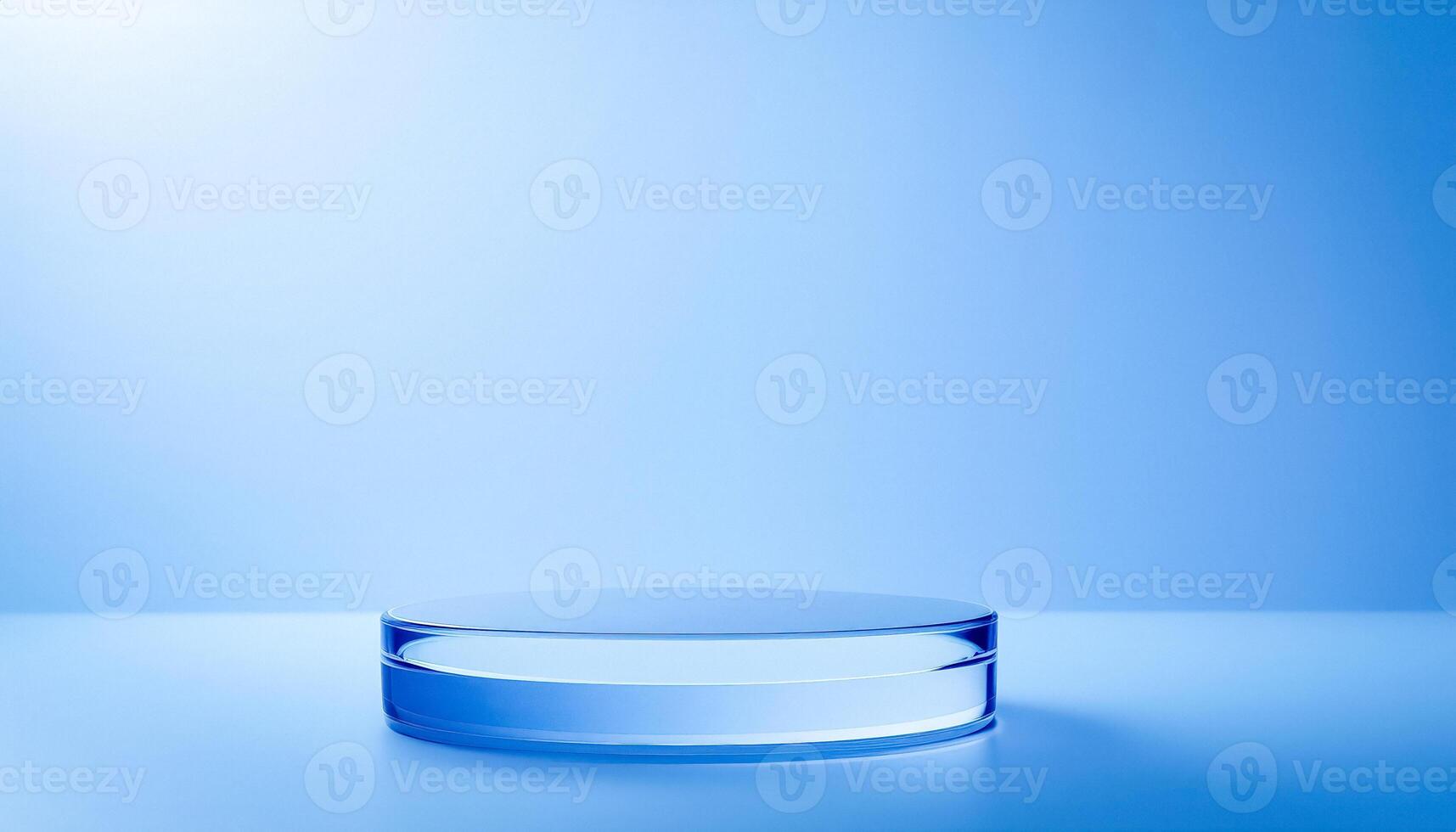 Minimalist blue glass podium photo