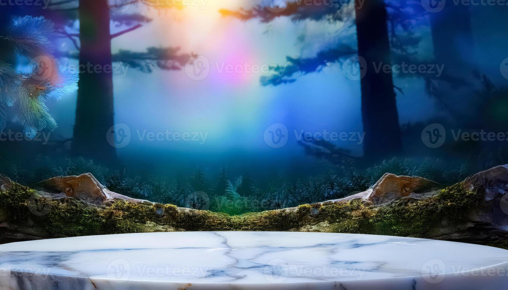 White Marble Platform in a Fantasy Forest photo